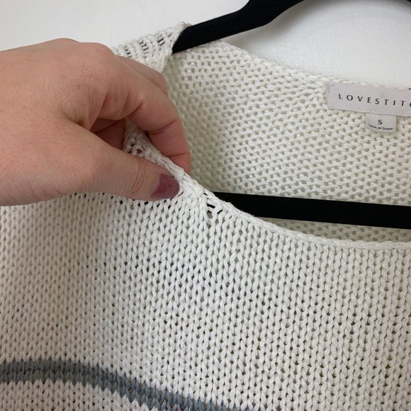 Lovestitch Beige Muted Rainbow Stripe Boxy Knit Sweater Small - Picture 4 of 7